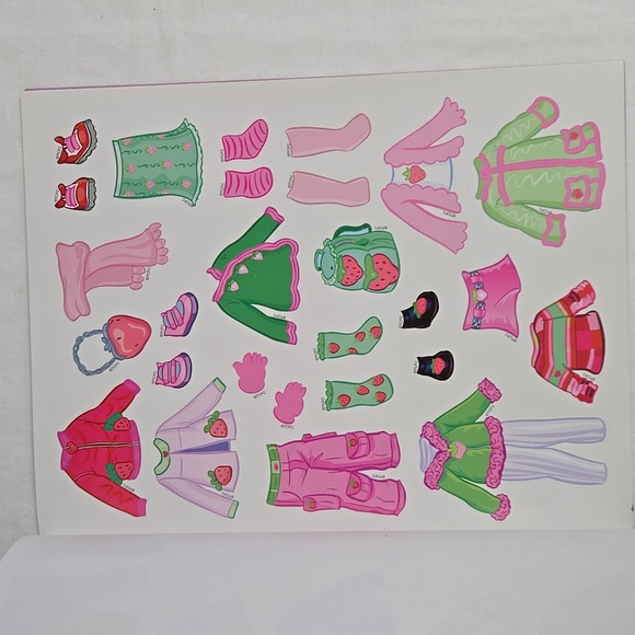 Vintage Strawberry Shortcake Berry Pretty Fashions 2 Paper Dolls Outfits Sticker - Picture 9 of 16